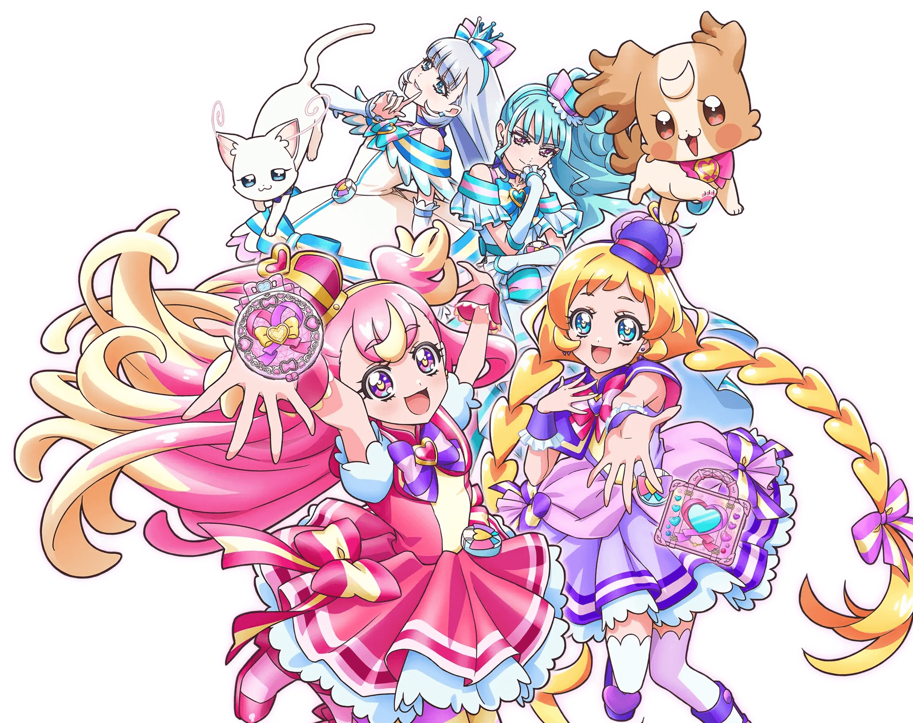 A picture of all four main characters from the anime Wonderful Pretty Cure!